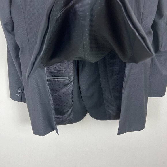 Hugo Boss Sport Coat Blazer Jacket Mens 42R Two Button Black Gray Super 100 Wool - Picture 8 of 16